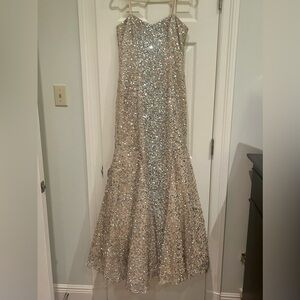 Parker Black Elegant Beige Sequin Dress
